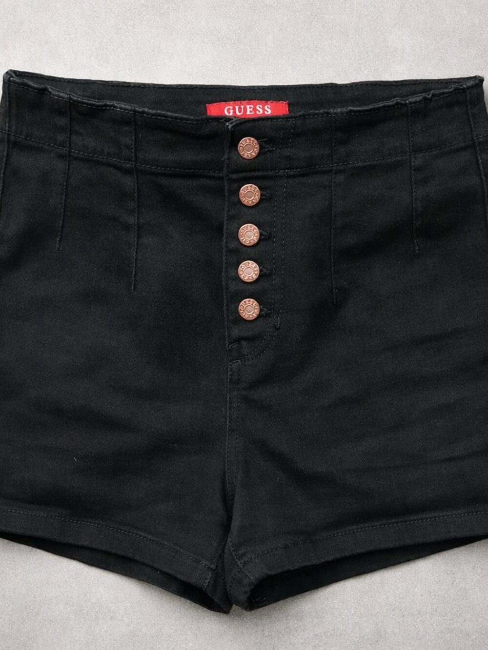 Guess High Waisted Black Denim Minimalist Staple Capsule Streetwear Shorts